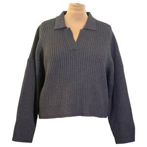 THE DROP Women's Marcy Grey Ribbed Sweater Top, NEW! Size XXL
